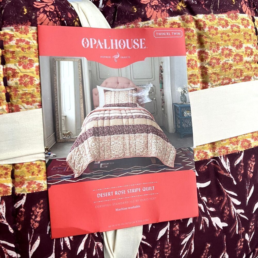 Opalhouse Desert Rose Stripe Quilt Cotton Floral Boho Twin/XL Twin NEW